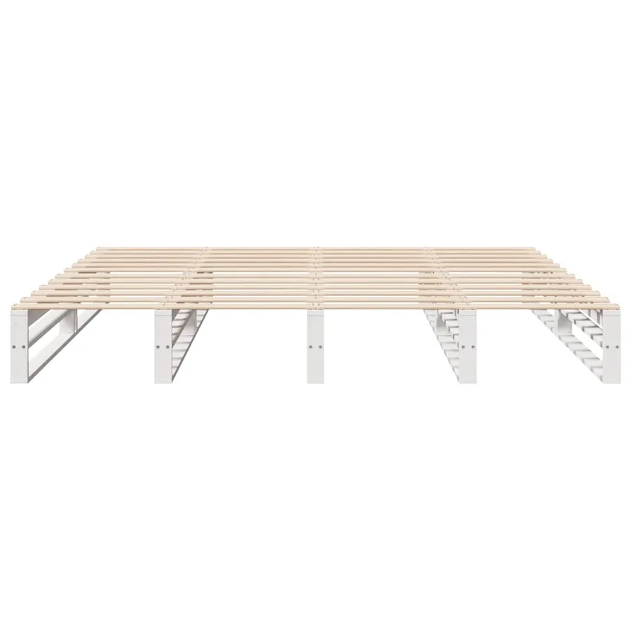 Cadre de lit sans matelas blanc 180x200 cm bois massif de pin - 4