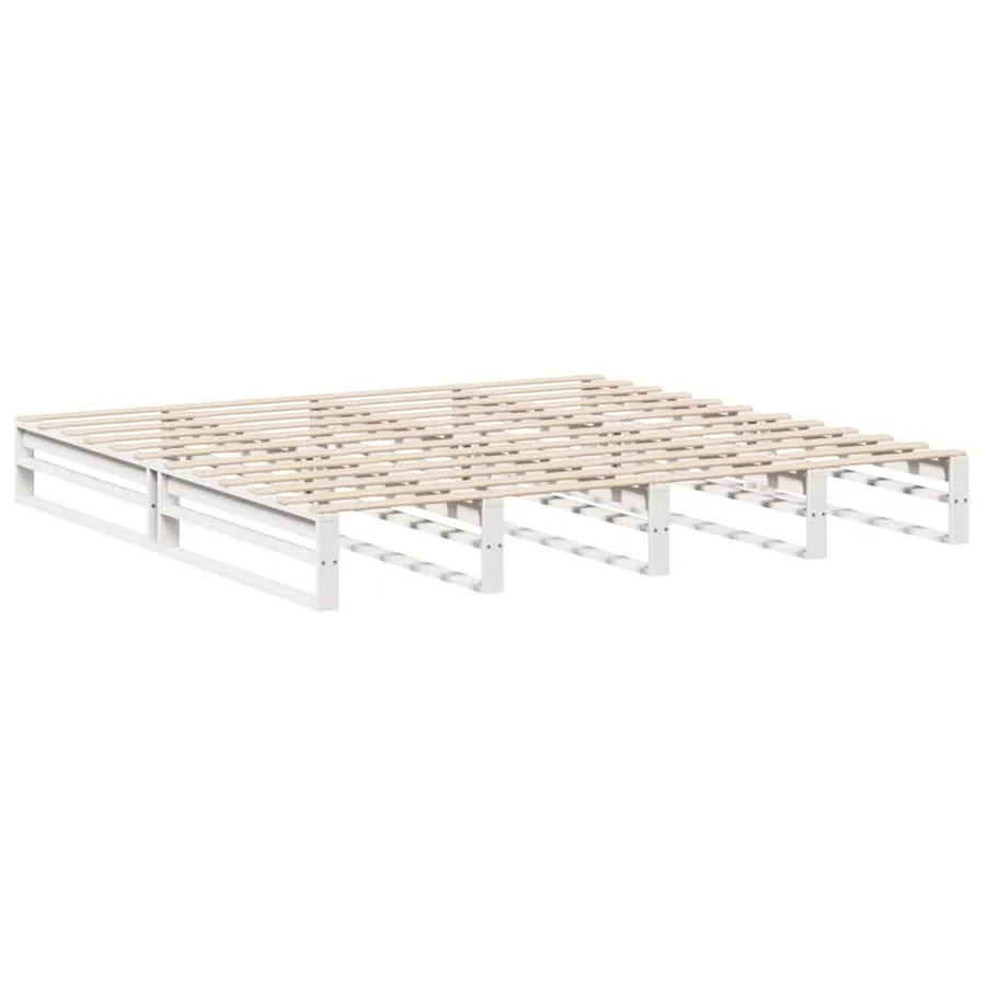 Cadre de lit sans matelas blanc 180x200 cm bois massif de pin - 6