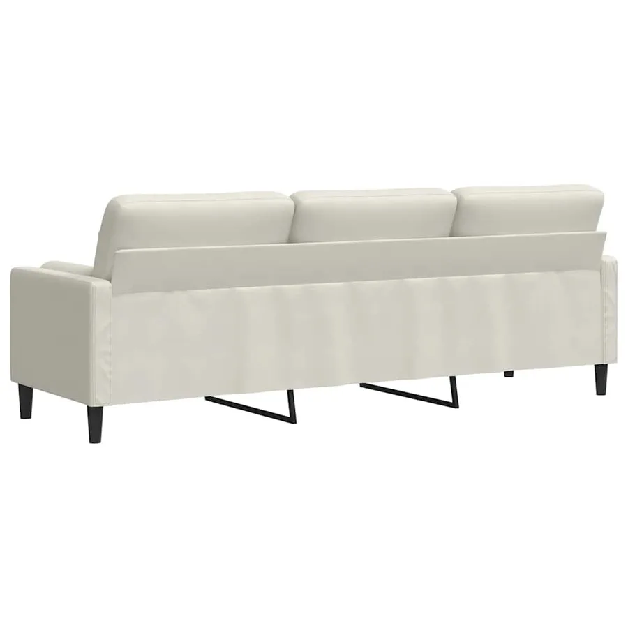 Canapé 3 places avec oreillers décoratifs crème 210 cm velours - 5
