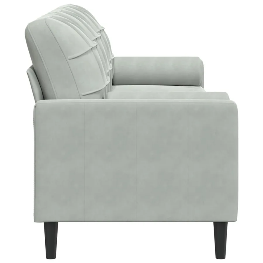 Canapé 3 places avec oreillers gris clair 210 cm velours - 4