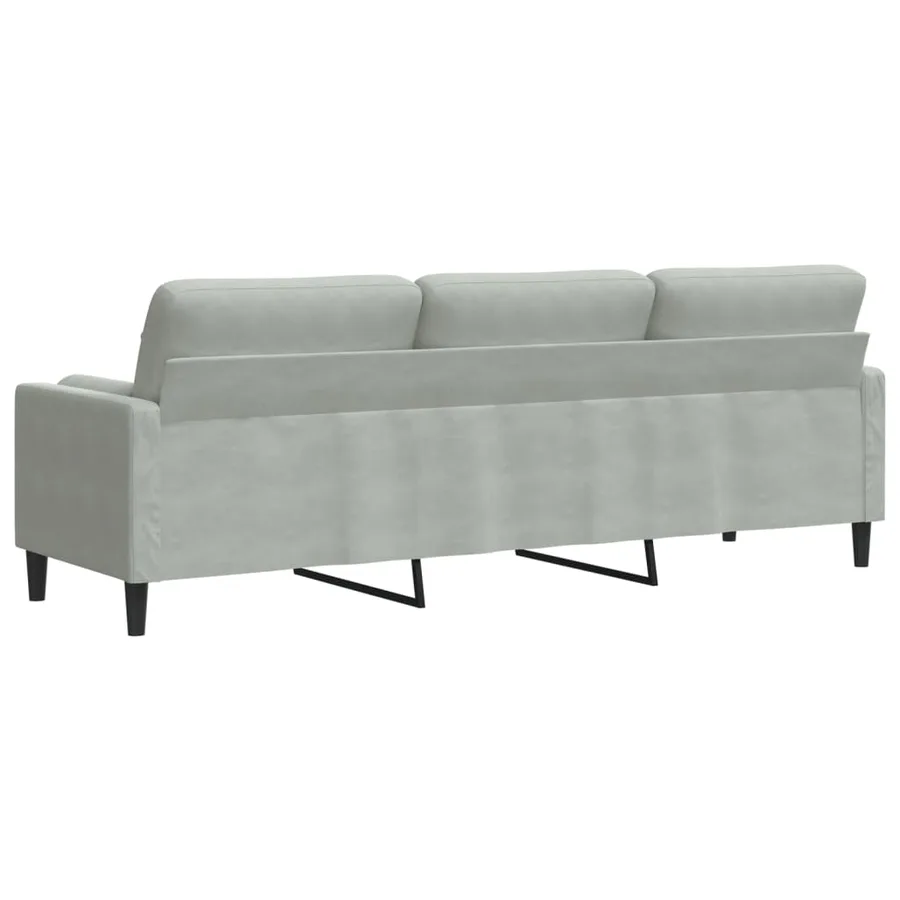 Canapé 3 places avec oreillers gris clair 210 cm velours - 5