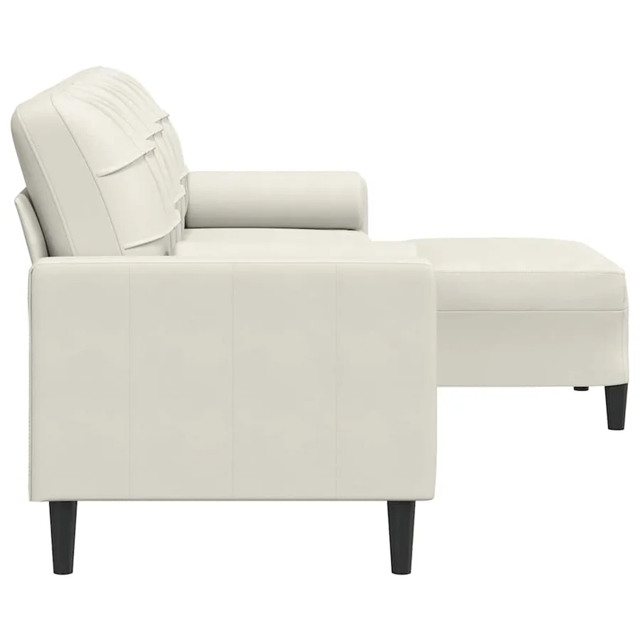 Canapé à 3 places avec repose-pieds Crème 210 cm Velours - 4