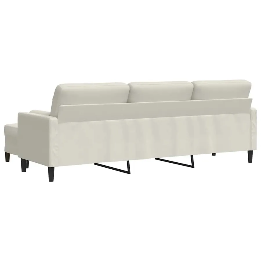 Canapé à 3 places avec repose-pieds Crème 210 cm Velours - 5