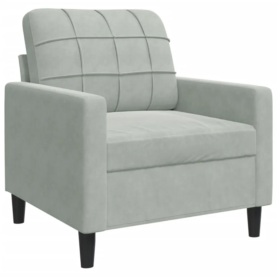 Ensemble de canapés 3 pcs avec coussins Gris clair Velours - 5