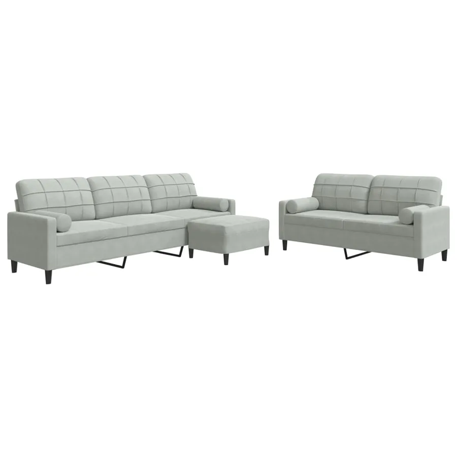 Ensemble de canapés 3 pcs et coussins et traversins velours - 2