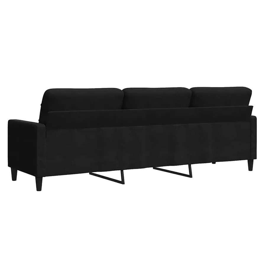 Canapé à 3 places Noir 210 cm Velours - 6