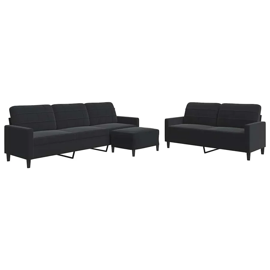 Ensemble de canapés 3 pcs avec coussins Noir Velours - 2