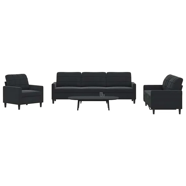 Ensemble de canapés 4 pcs avec coussins Noir Velours