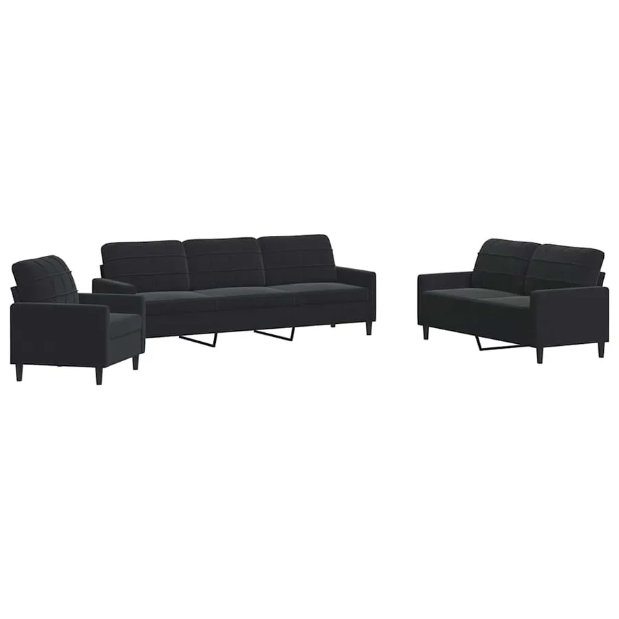 Ensemble de canapés 4 pcs avec coussins Noir Velours - 2