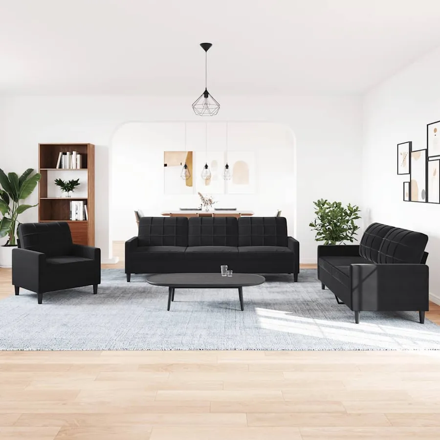Ensemble de canapés 4 pcs avec coussins Noir Velours - 3