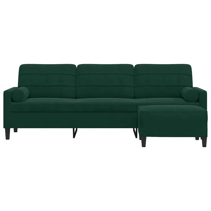Canapé à 3 places avec repose-pieds Vert foncé 210 cm Velours - 3