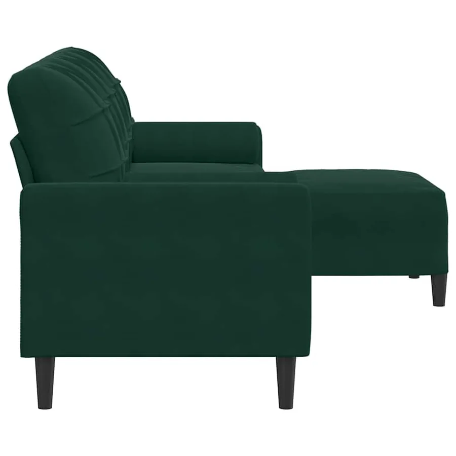 Canapé à 3 places avec repose-pieds Vert foncé 210 cm Velours - 4