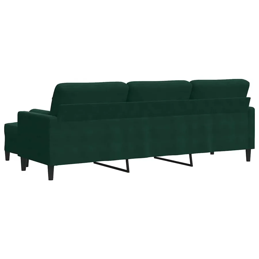 Canapé à 3 places avec repose-pieds Vert foncé 210 cm Velours - 5