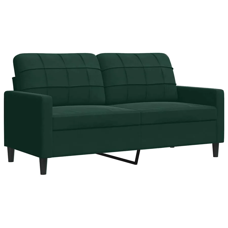 Ensemble de canapés 2 pcs avec coussins Vert foncé Velours - 4