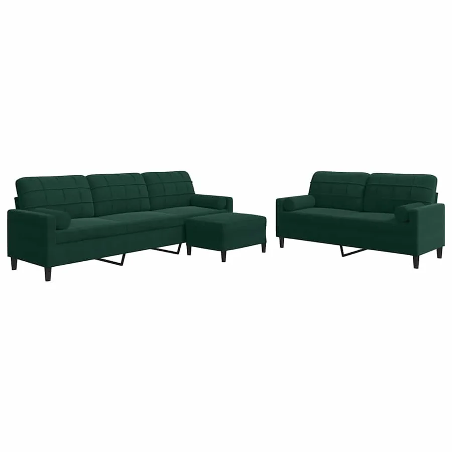 Ensemble de canapés 3 pcs avec coussins et traversins velours - 2