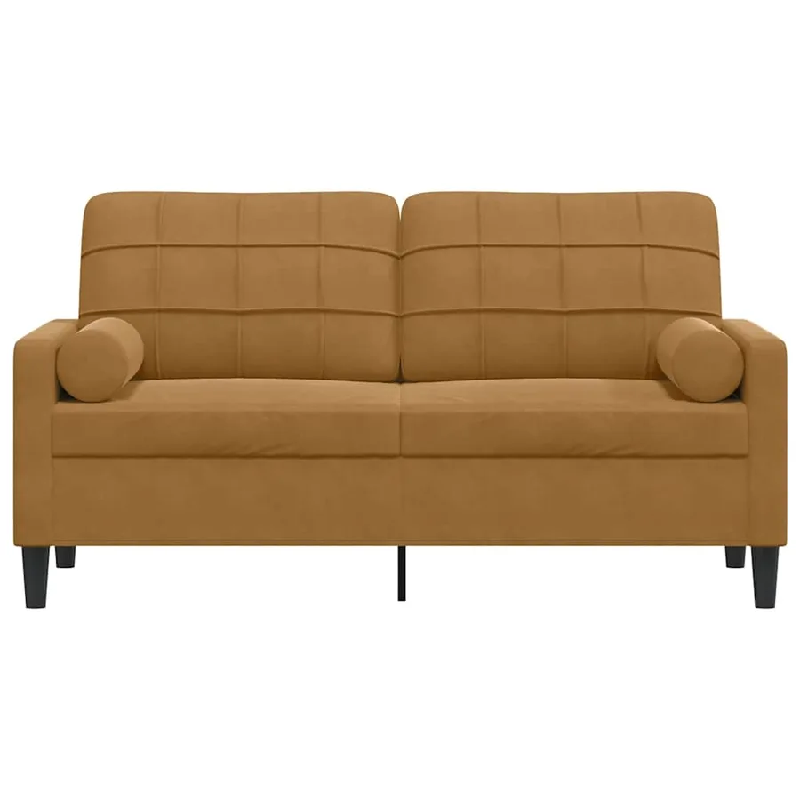 Canapé 2 places avec oreillers décoratifs brun 140 cm velours - 3