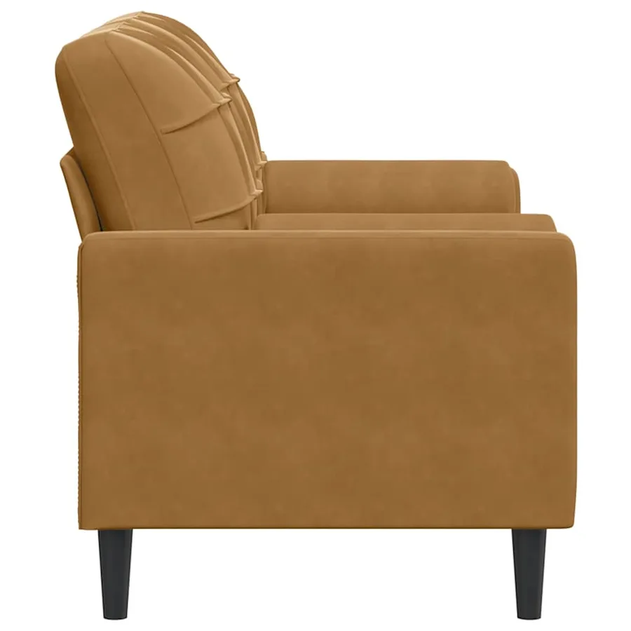 Canapé 2 places avec oreillers décoratifs brun 140 cm velours - 4