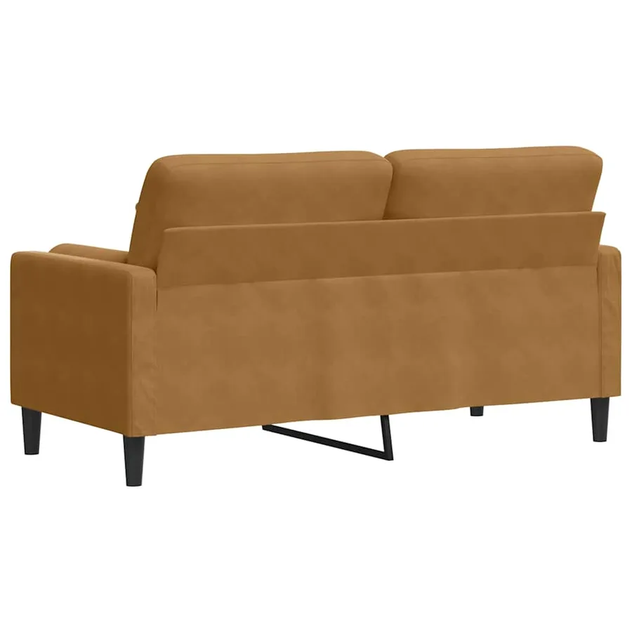 Canapé 2 places avec oreillers décoratifs brun 140 cm velours - 5