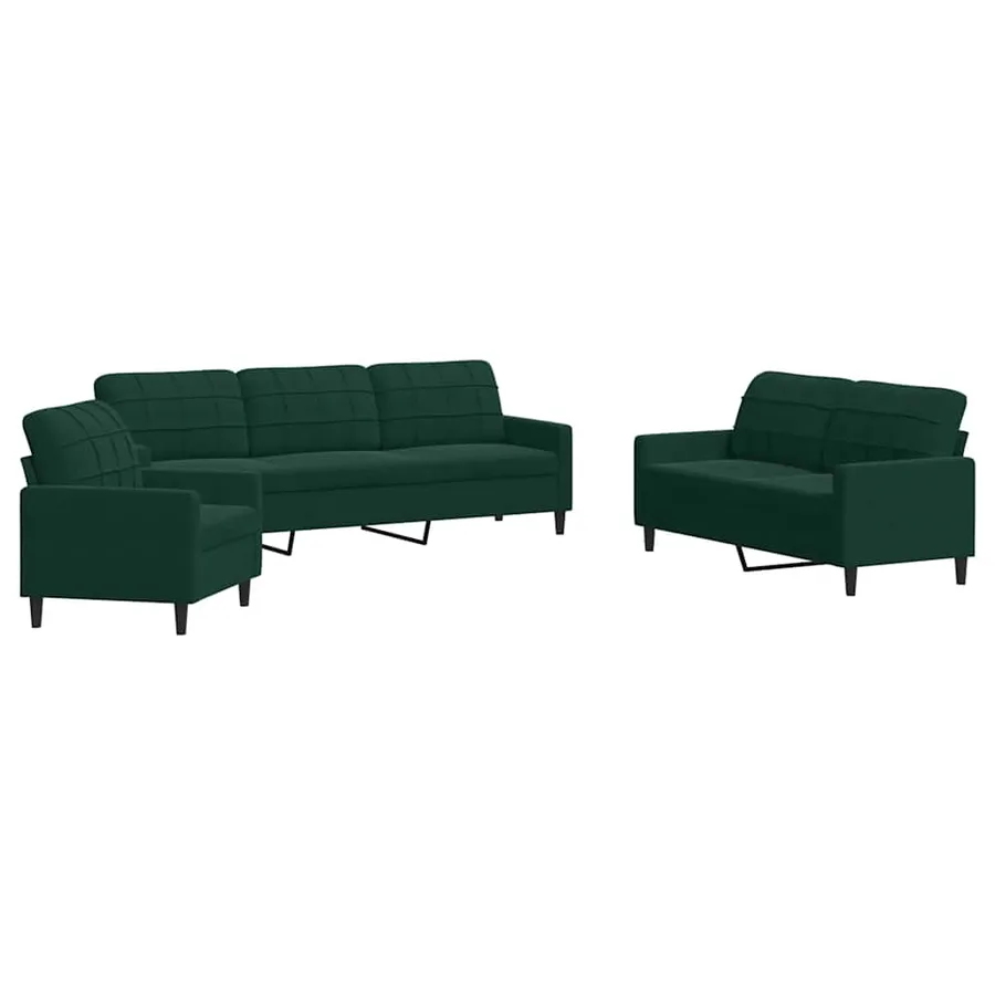 Ensemble de canapés 3 pcs avec coussins Vert foncé Velours - 2