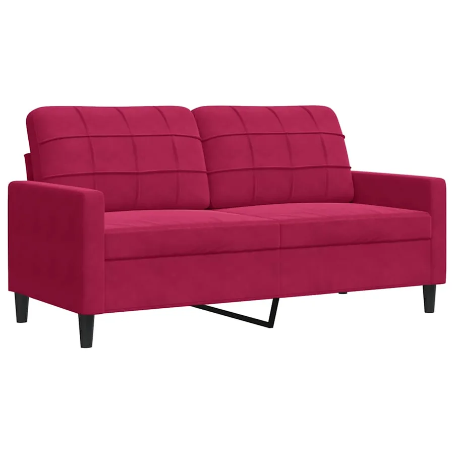 Canapé à 2 places Rouge bordeaux 140 cm Velours - 2