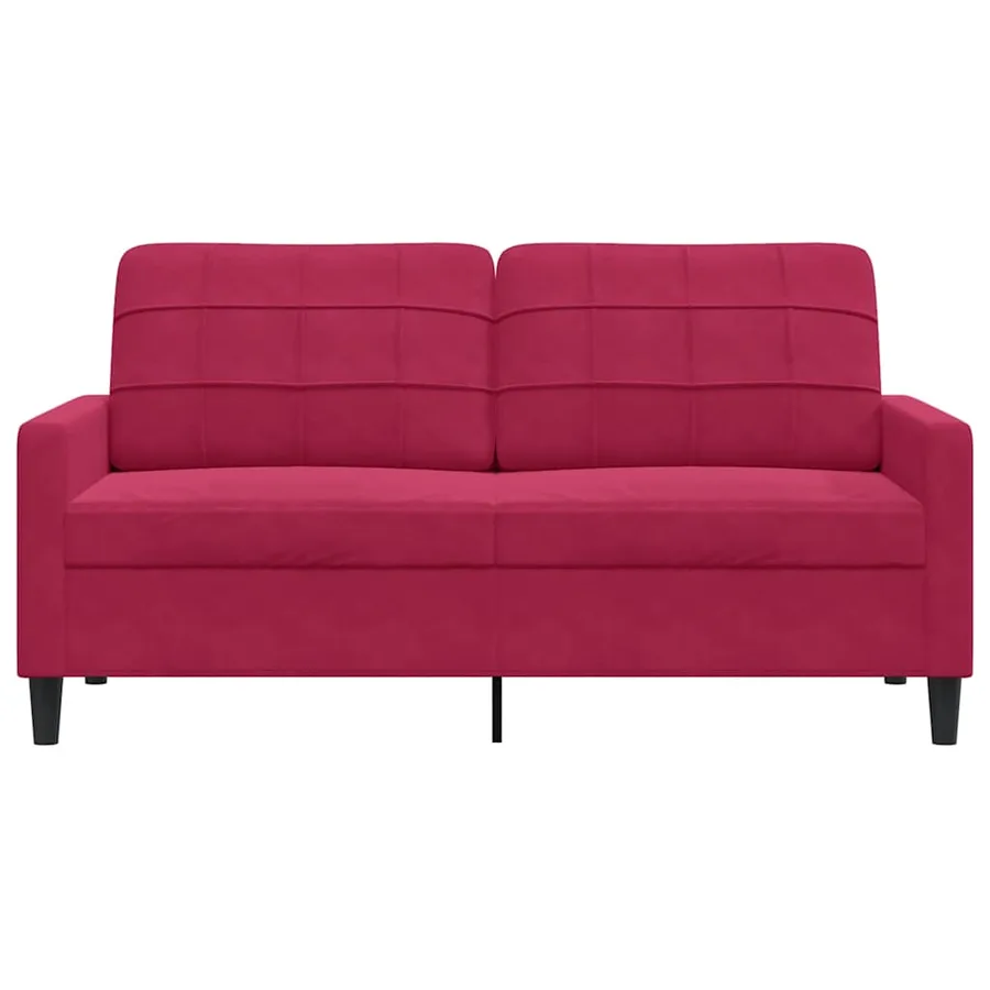 Canapé à 2 places Rouge bordeaux 140 cm Velours - 4