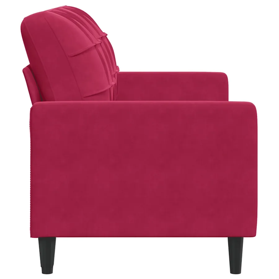 Canapé à 2 places Rouge bordeaux 140 cm Velours - 5
