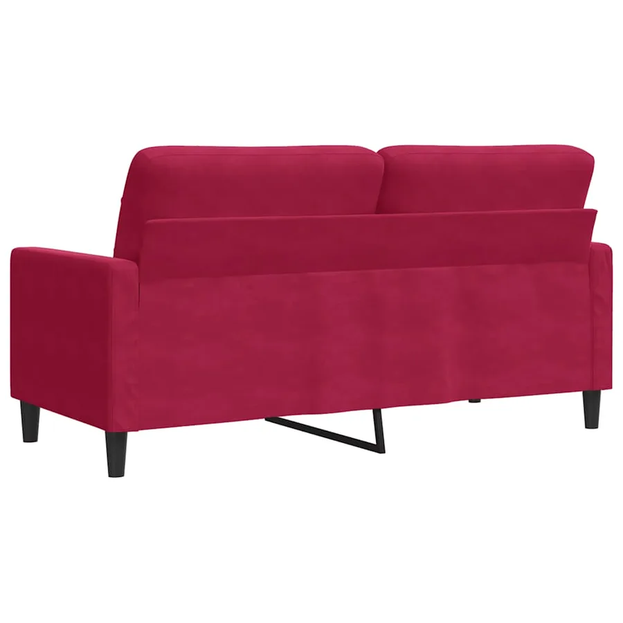 Canapé à 2 places Rouge bordeaux 140 cm Velours - 6