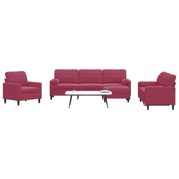 Ensemble de canapés 4 pcs avec coussins et traversins velours