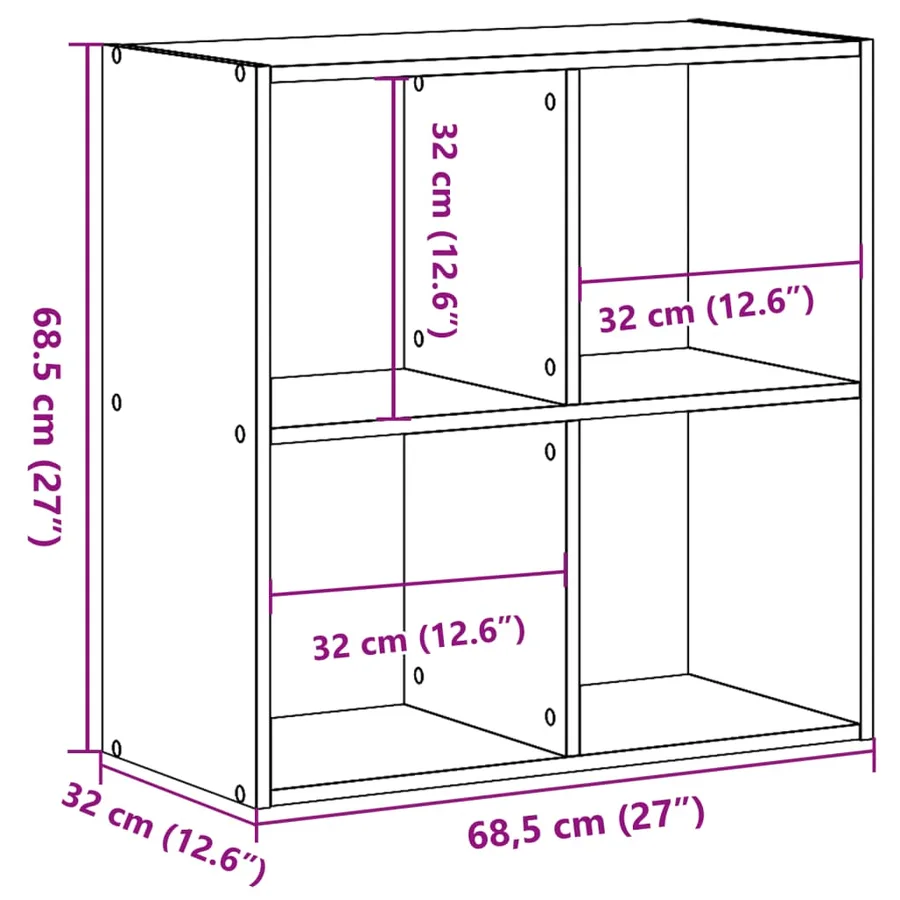 Bibliothèque chêne sonoma 68,5x32x68,5 cm bois d'ingénierie - 9