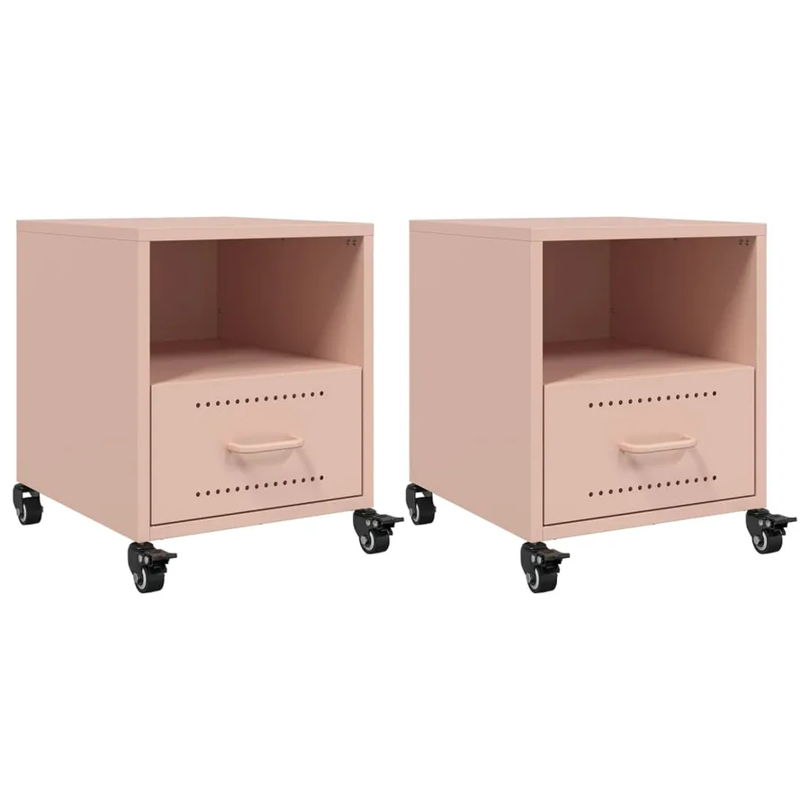 Tables de chevet 2 pcs rose 36x39x43,5 cm acier - 2