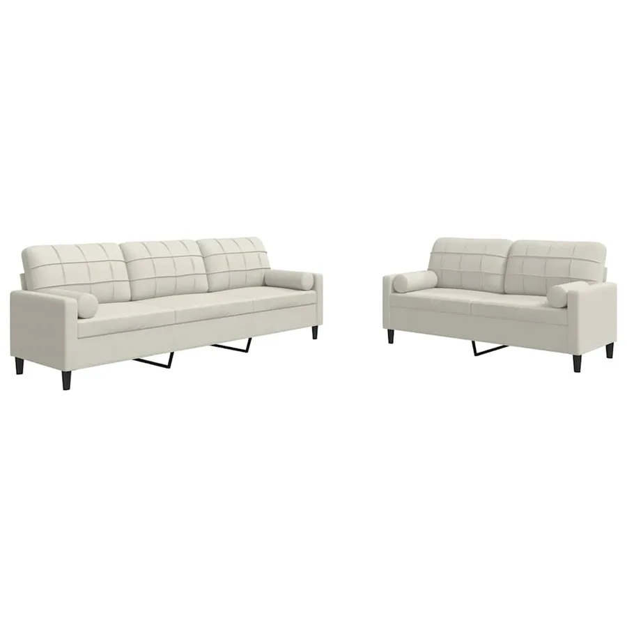Ensemble de canapés 2 pcs avec coussins et traversins velours - 2