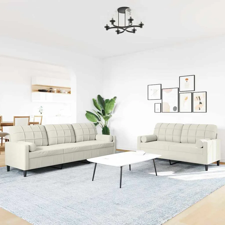 Ensemble de canapés 2 pcs avec coussins et traversins velours - 3