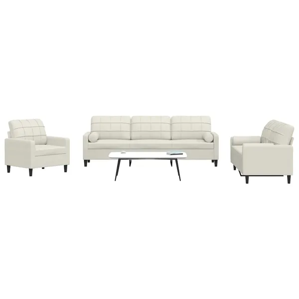 Ensemble de canapés 3 pcs avec coussins et traversins velours