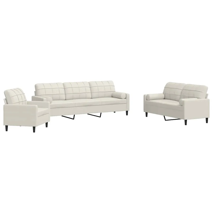 Ensemble de canapés 3 pcs avec coussins et traversins velours - 2