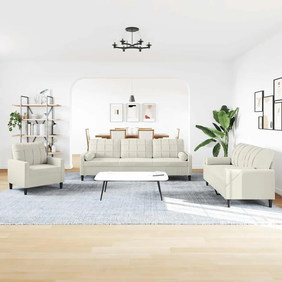 Ensemble de canapés 3 pcs avec coussins et traversins velours - 3