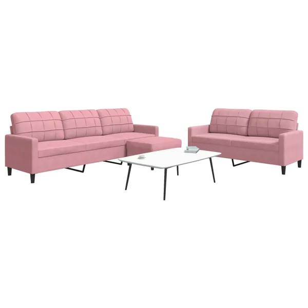Ensemble de canapés 3 pcs avec coussins Rose Velours