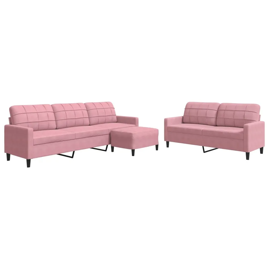 Ensemble de canapés 3 pcs avec coussins Rose Velours - 2