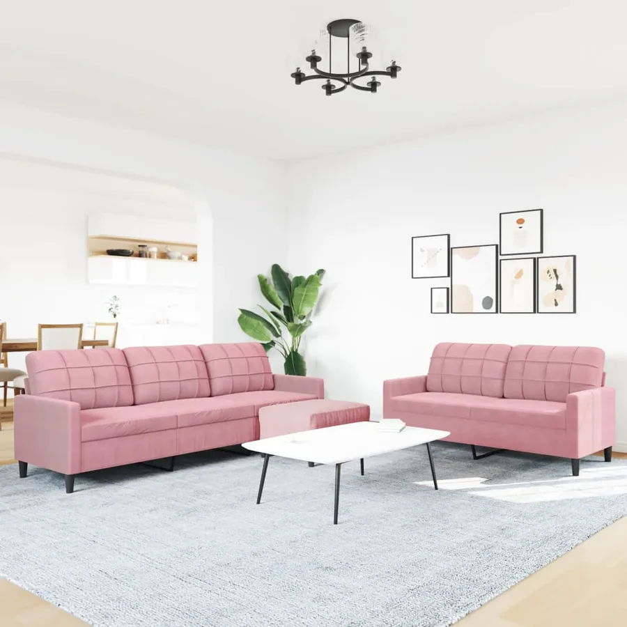 Ensemble de canapés 3 pcs avec coussins Rose Velours - 3