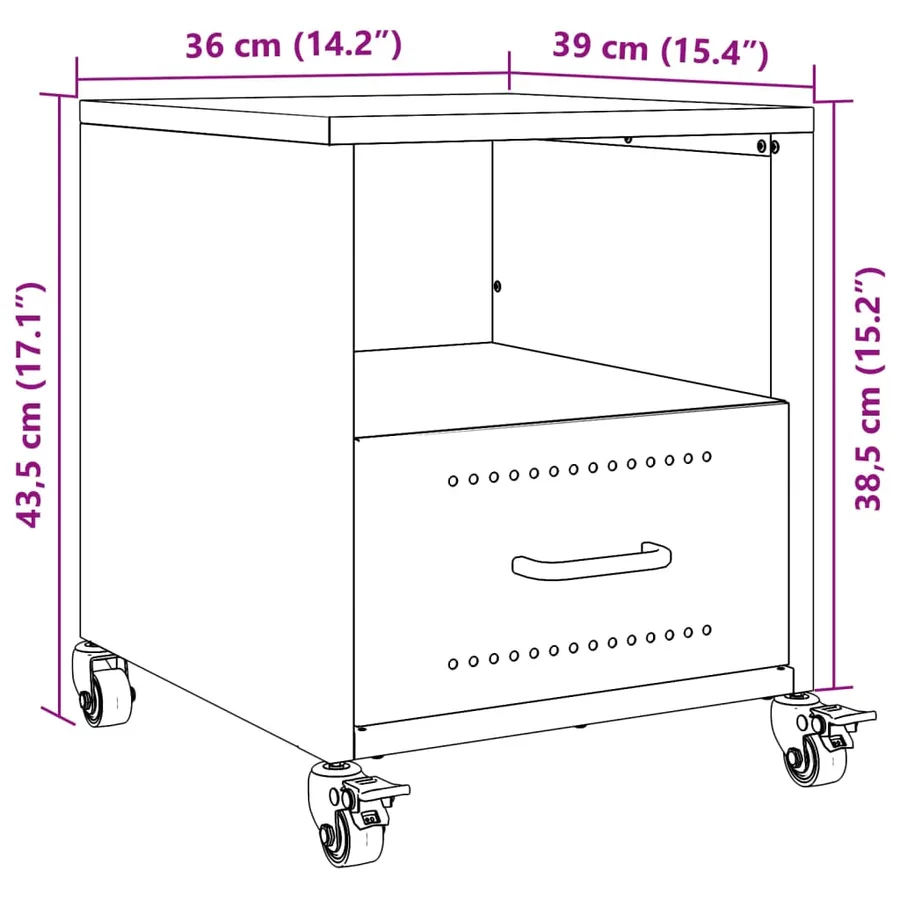Tables de chevet 2 pcs vert olive 36x39x43,5 cm acier - 13