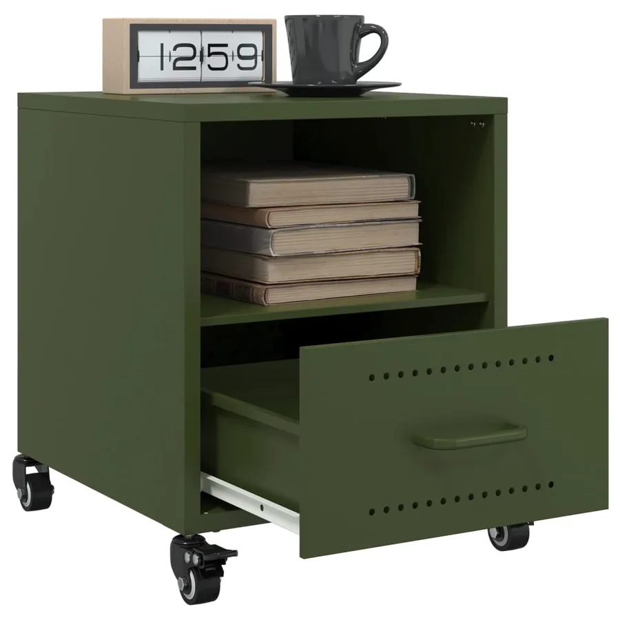 Tables de chevet 2 pcs vert olive 36x39x43,5 cm acier - 4