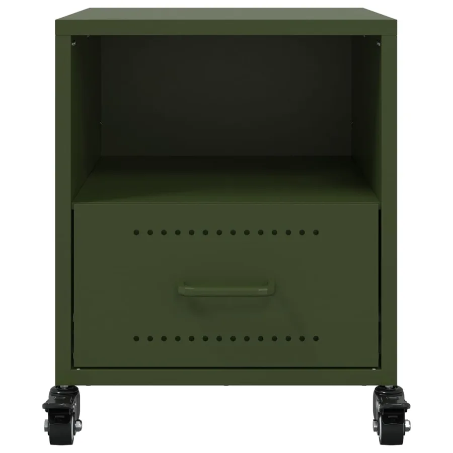 Tables de chevet 2 pcs vert olive 36x39x43,5 cm acier - 5