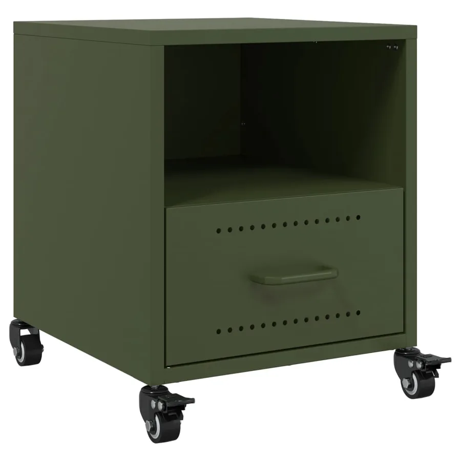 Tables de chevet 2 pcs vert olive 36x39x43,5 cm acier - 6
