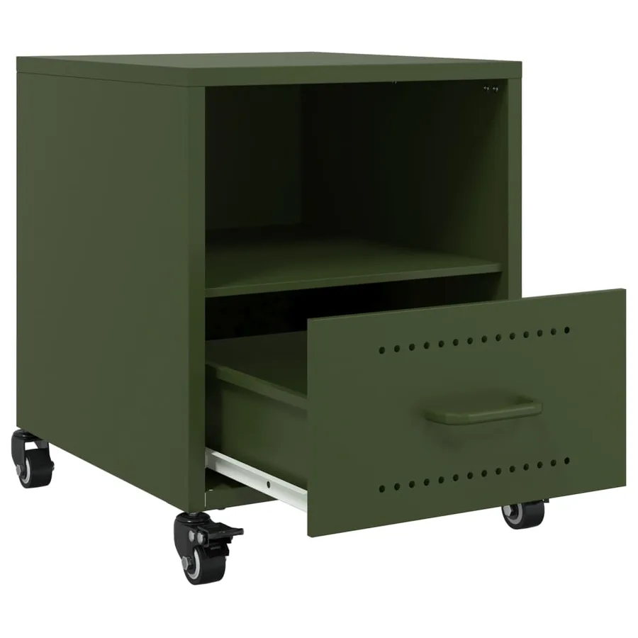 Tables de chevet 2 pcs vert olive 36x39x43,5 cm acier - 9