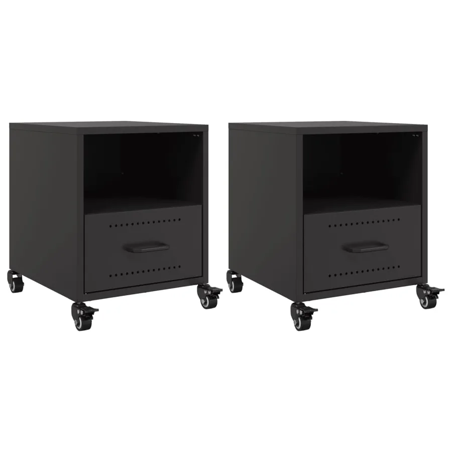 Tables de chevet 2 pcs noir 36x39x43,5 cm acier - 2