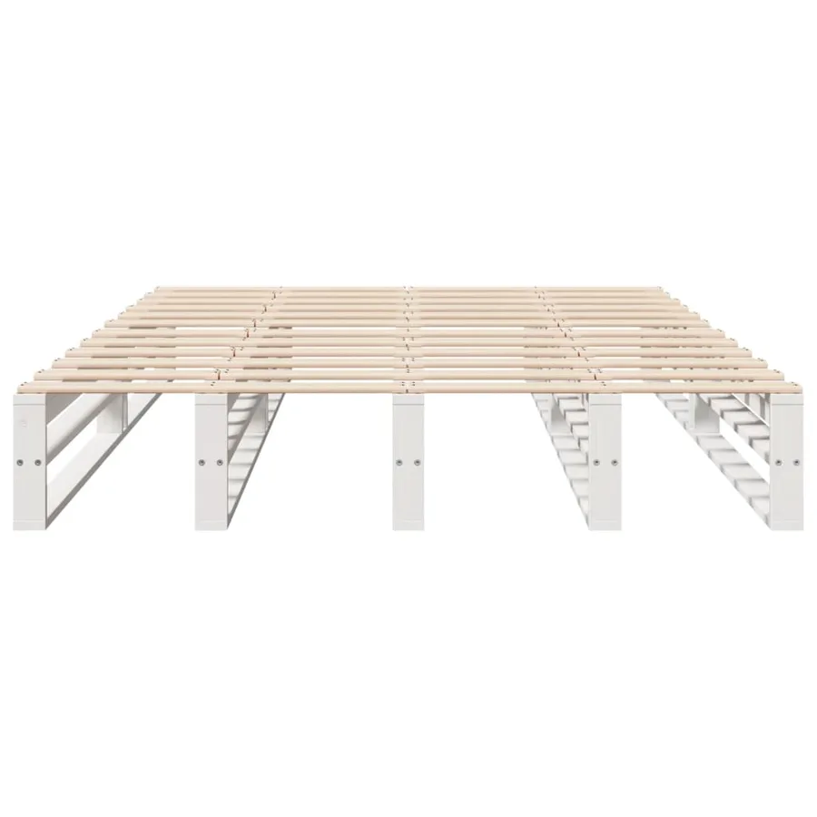 Cadre de lit sans matelas blanc 140x200 cm bois de pin massif - 4