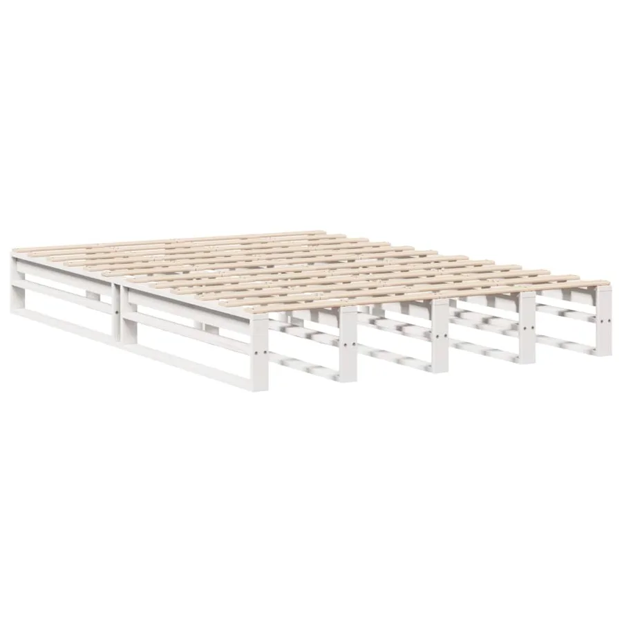 Cadre de lit sans matelas blanc 140x200 cm bois de pin massif - 6