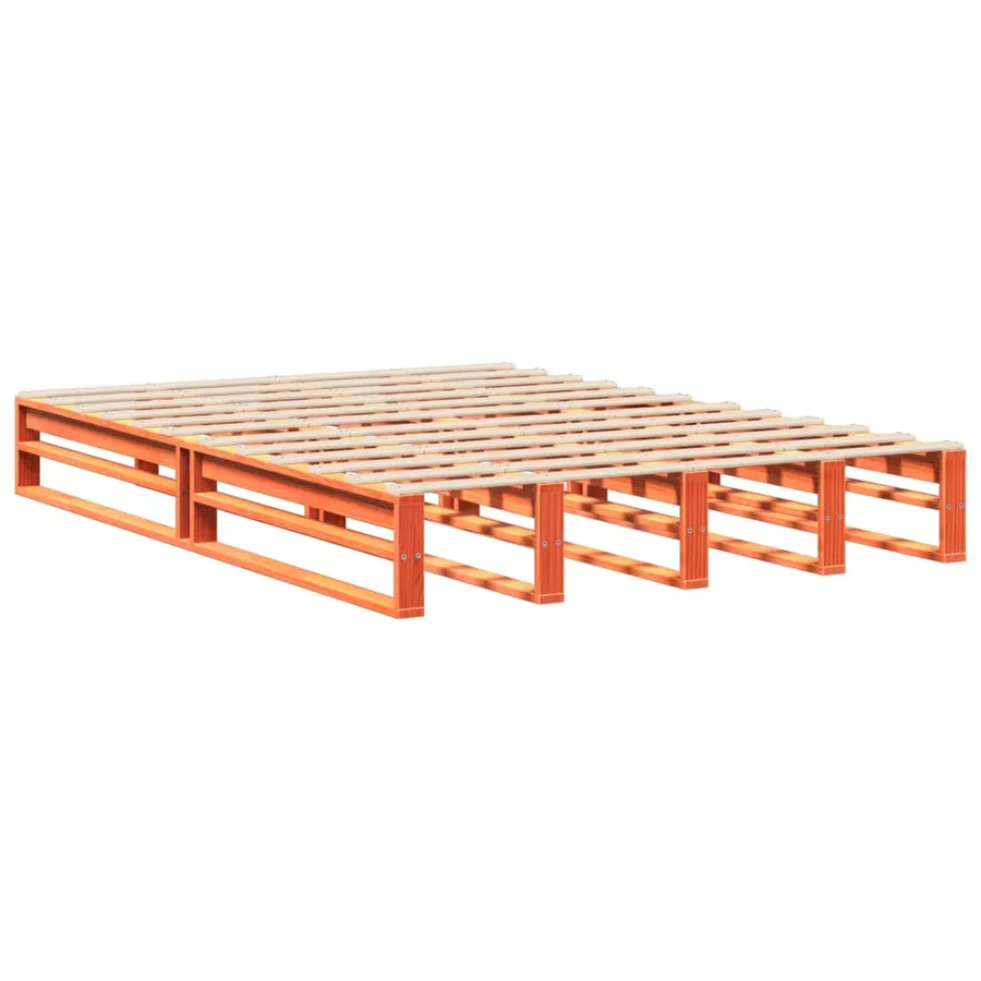 Cadre de lit sans matelas cire marron 120x200cm bois pin massif - 3
