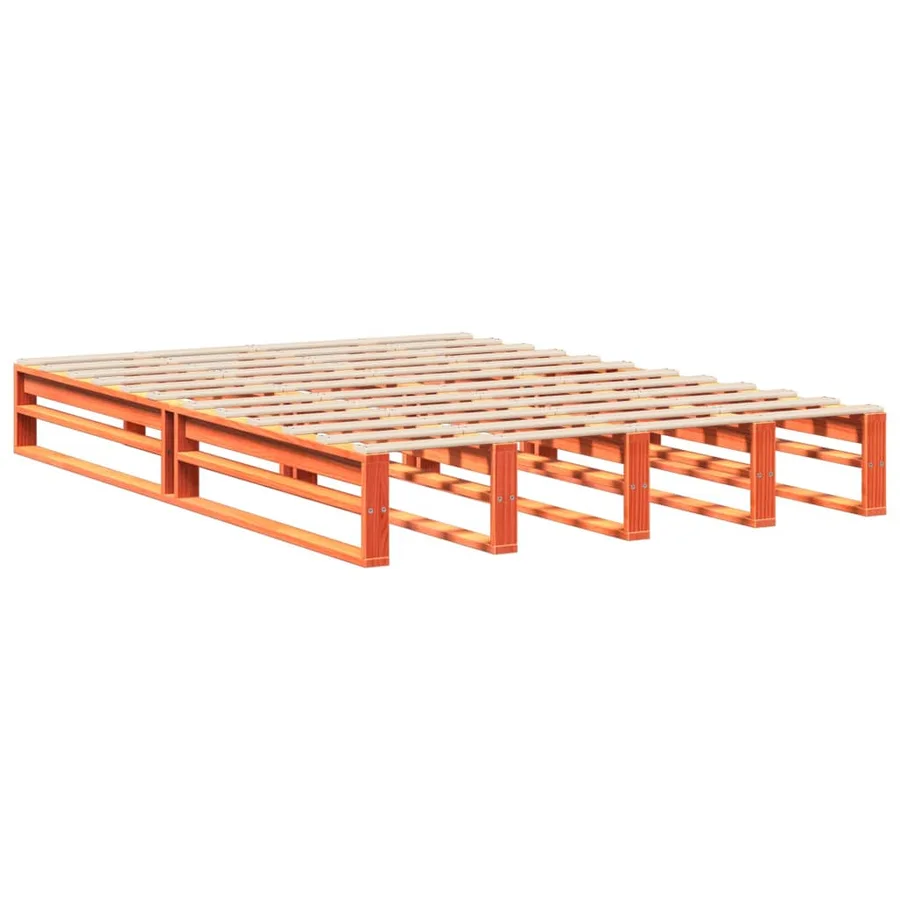 Cadre de lit sans matelas cire marron 120x200cm bois pin massif - 6