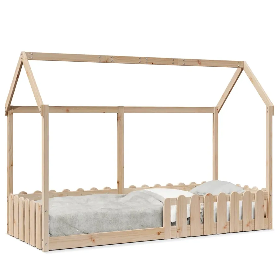 Cadre de lit d'enfants forme de maison sans matelas pin massif - 2