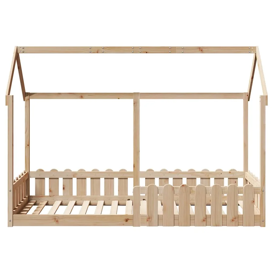 Cadre de lit d'enfants forme de maison sans matelas pin massif - 4